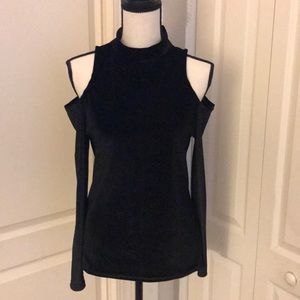 Mock neck, long sleeved velvet top